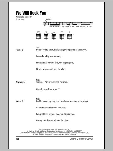 we will we will rock you chords|we will rock you songsterr.